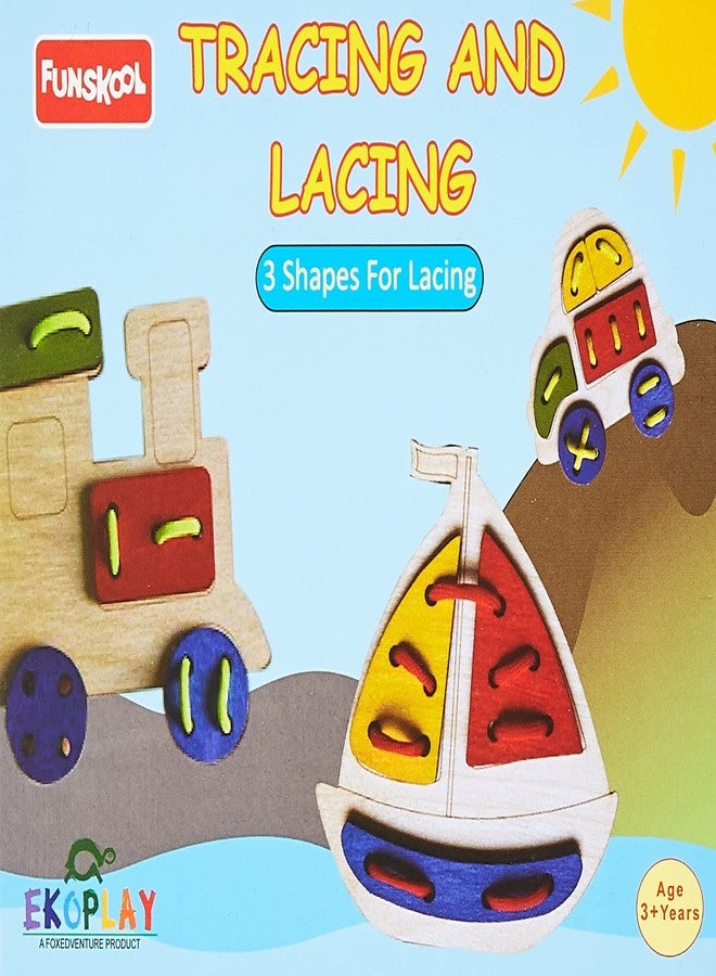 Funskool Ekoplay-Lacing Pattern,Wooden,3 Shapes for Lacing Pieces,Puzzle,for 3 Year Old Kids and Above,Toy - Image 2
